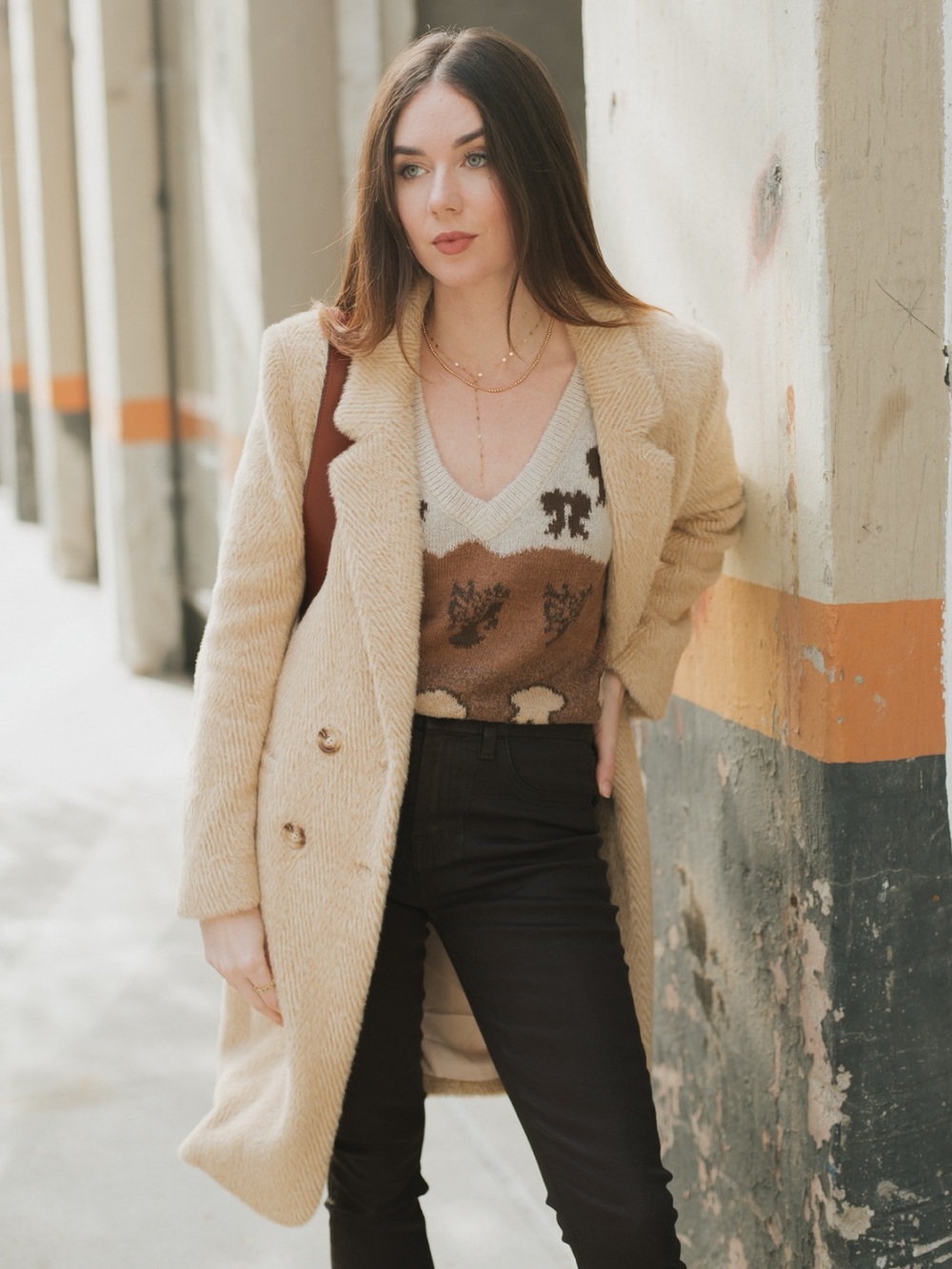Anthropologie Current Air Faux Fur Coat Beige Size Small